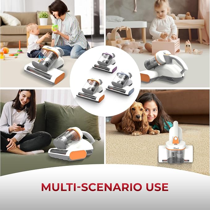 Rosewill Mattress Vacuum Cleaner: UV-C Light & High Heating Tech, 350W 13Kpa Strong Suction, Deep Cleaning Bed Handheld Vacuums for Sofa/Bed/Pet Hair, Corded - Sky Blue