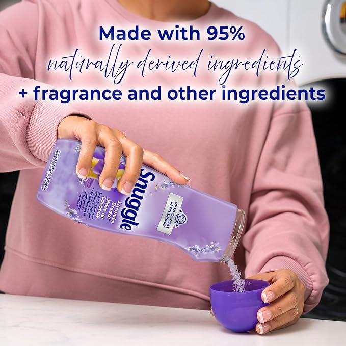 Snuggle In Wash Scent Booster, Lavender Breeze, 21oz, 4-Pack | Fragrance enhancer for clothes, bedding and activewear, HE safe, Bead form, Works in all machines and water temperatures