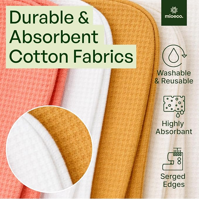 mioeco 24 Pack Multicolored Reusable Paper Towels - Nature Friendly - Organic Cotton Alternative - Thick, Strong, Paperless Kitchen Dish Cloths - Reusable Napkins - Dish Towels - Cloth Napkin