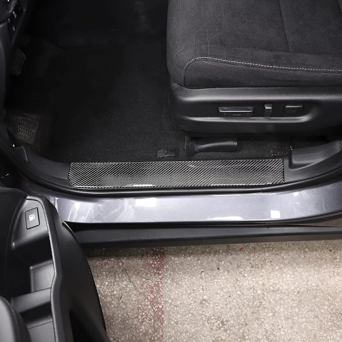 Car Door Sill Scuff Plate Trim Panel, Car Door Entry Guards, Threshold Strip, Door Sill Guard for Honda Pilot 2015-2019, Carbon Fiber (Built-in Door Sill Sticker)