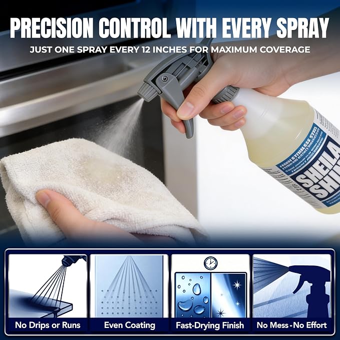 Sheila Shine 1 Quart Stainless Steel Cleaner and Polish - Cleans, Polishes & Protects Kitchen Appliances, Refrigerators, Sinks, Ovens & Grills - Spray & Polish Stainless Steel Cleaner