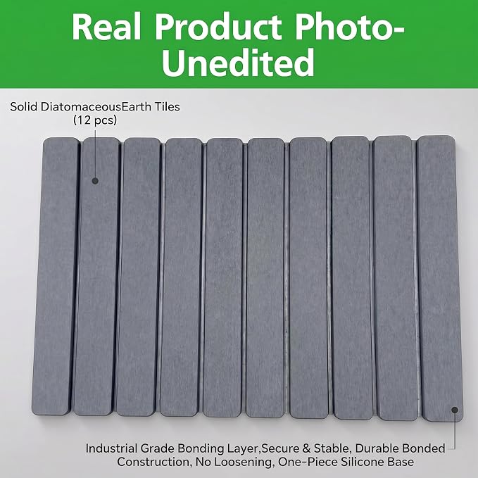 Stone Drying Mat for Kitchen Counter 16x24 Inch, Diatomaceous Dish Drying Mat with Towel Sanding Tool, Fast-Absorbing Quick-Dry Non-Slip Sink Tray ( Grey )