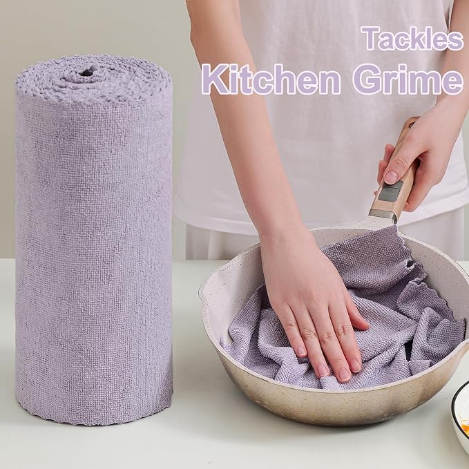 Jessy Home 80 Pack Microfiber Cleaning Cloth Roll Reusable Paper Towels 12"x12" Tear Away Cloth, Microfiber Towels for Cars, Wash Cloths, Lint Free Rags for House, Kitchen,Window,Cleaning Supplies