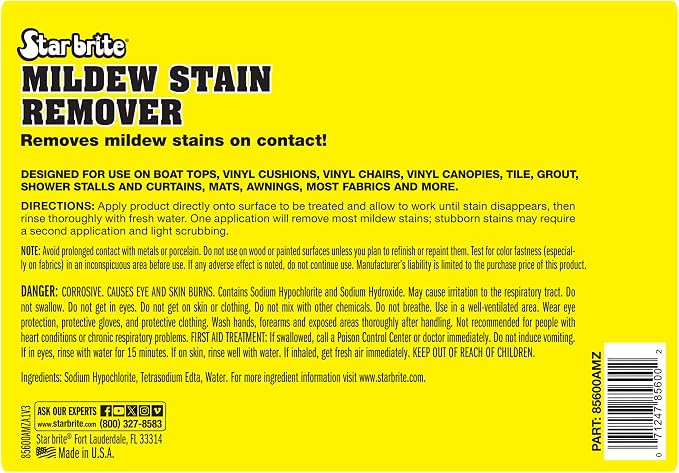STAR BRITE Mold & Mildew Stain Remover + Cleaner – Removes Stains on Contact - 1 GAL (085600N)