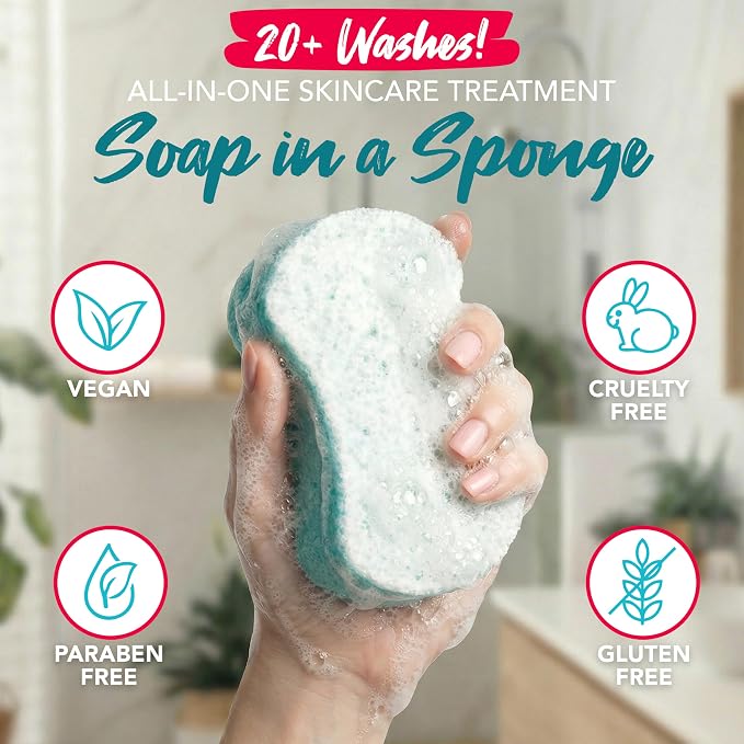 Spongeables Body Wash in a 20+ Wash Sponge, Sea Salt, 1 Count