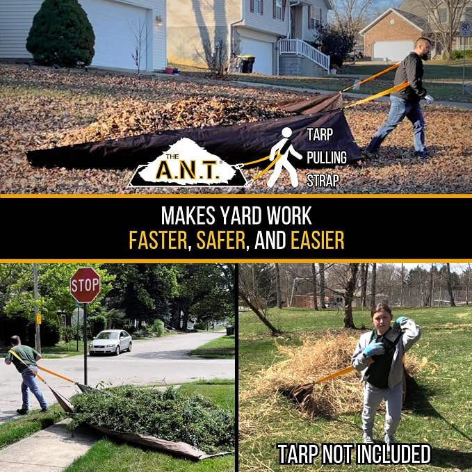 THE A.N.T. Tarp Tool - Heavy Duty Tarp Strap for Leaf and Yard Waste Compatible with Leaf Collector, Garden Tarps, Blower, Vacuum, Mulcher, Sweeper