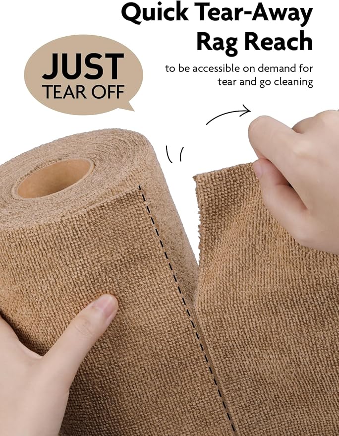 Fantasticlean Microfiber Cleaning Cloth Rolls-150 Sheets,12"x12"(TAN,Beige) | Super Absorbent, Lint-free, Tear-away Microfiber Towel Roll, for All-Purpose Cleaning