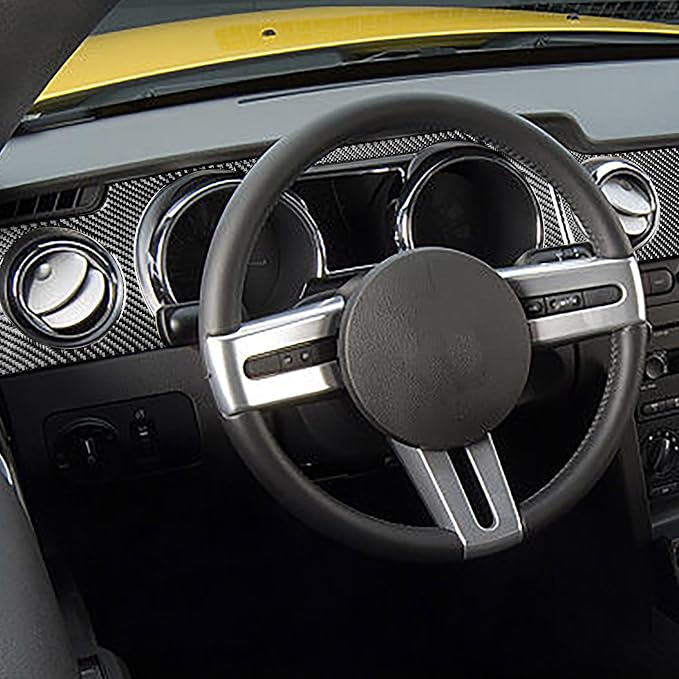 Real Carbon Fiber Trim for Ford Mustang GT Shelby Accessories | for 2005 2006 2007 2008 2009，Instrument Central Console Dashboard Panel Kit，Thick Overlay Sticker Decal，7PCs