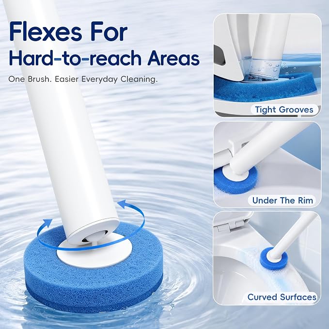 Toilet Bowl Cleaning Wand, Disposable Toilet Brush Kit with Replacement Heads and Press Button Handle (42 Refills)
