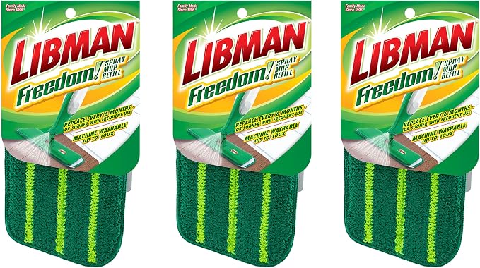 Libman Freedom Spray Mop Refill | Microfiber Mop | Household Essentials | Hardwood Floor Cleaner | Wall Mop | Cleaning Supplies | Floor Mop | Three Replacement Heads