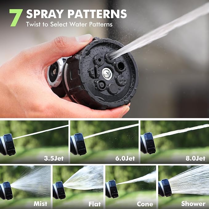 RESTMO Hose Nozzle Heavy Duty, Hose Spray Nozzle Thumb Control for Outdoor | 7 Adjustable Spray Patterns, Leak Proof Hose Nozzle with Flow Control, Ideal for Plants & Lawns, Cars & Pets