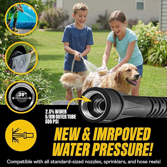 BIONIC STEEL 25 Ft Metal Garden Hose with Sprayer Nozzle | Non Kinking Design, Stainless Steel Heavy Duty Water Hose 25Ft x 5/8 in. Flexible & NON Expandable for Water Flow, 500 PSI