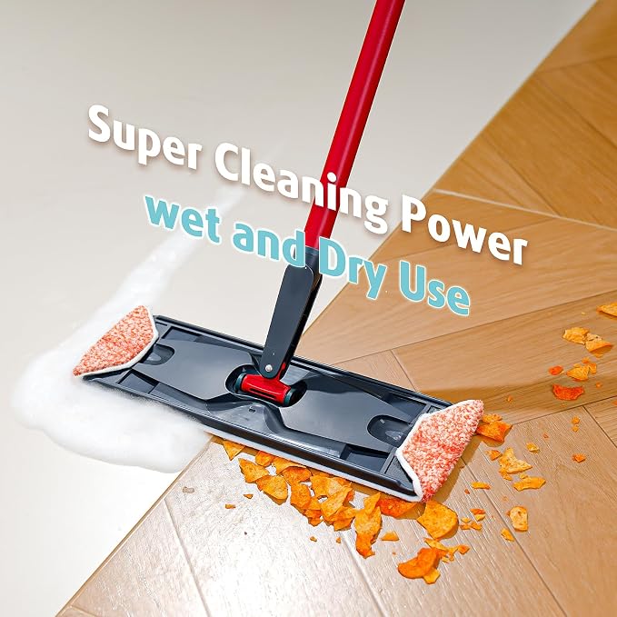 8 Pack Orange Scrubbing Mop Pads Compatible with O-Cedar H2prO Flat Mop, Machine Washable Reusable Microfiber Replacement Pads with All-Over Scrub Strips for Deep Cleaning Hardwood Tile Laminate Vinyl