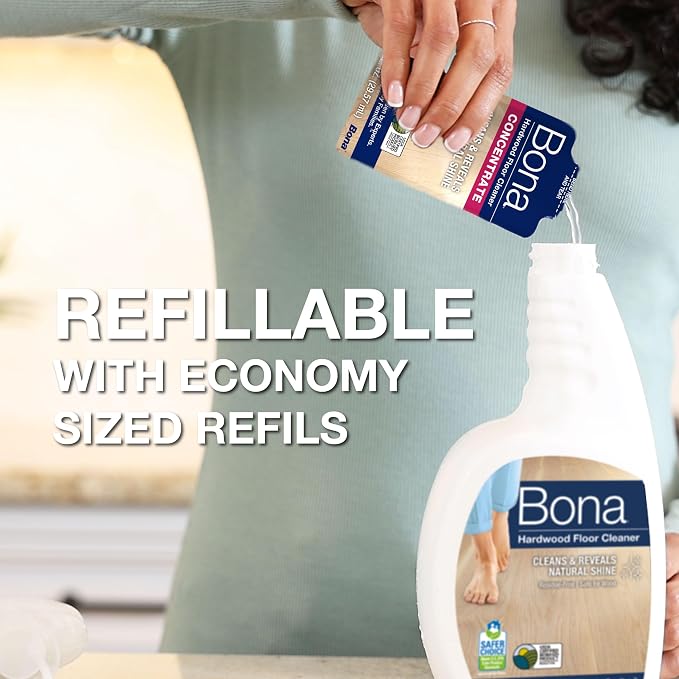 Bona® Hardwood Floor Cleaner Spray - 32 fl oz - Unscented - Includes Filled Bottle + Concentrate Refill for Hardwood Floor Cleaning
