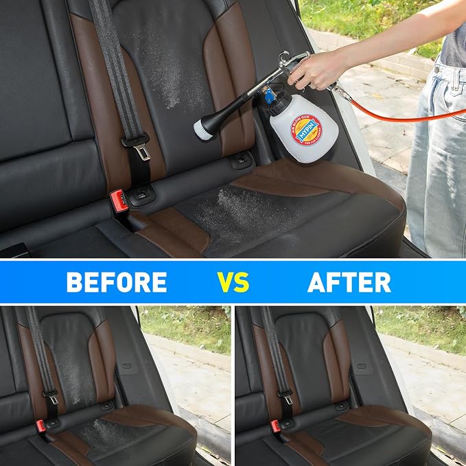 Aluminium Car Cleaning Gun Set with Tapered Nozzle, Car Air Blow Clean Gun | 6-9.2Bar High Pressure Cleaning Gun with 2 Set Nozzle, 1L Bottle, Auto Detailing Tool for Deep Cleaning Interiors/Exteriors