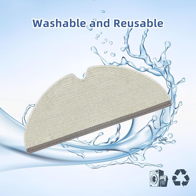 SONGRUI Mop Pads Compatible for Roborock Q5 Pro, Q8 Max, Q7 Max, S5 Max, E4 | E5, S5, S6, S6 Pure, S6 MaxV, Q5, Q5 Pro+, Q7, Q7 Max, Q8 Max+ Vacuum Robots 4 Pcs Microfiber Spare Refill Kit