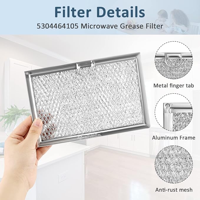 4-Pack 5 x 7-5/8 Microwave Grease Filter 5304464105 WB06X10608 Microwave Grease Filter by Fetechmate Replace 5304517871 5304478913 5304509444