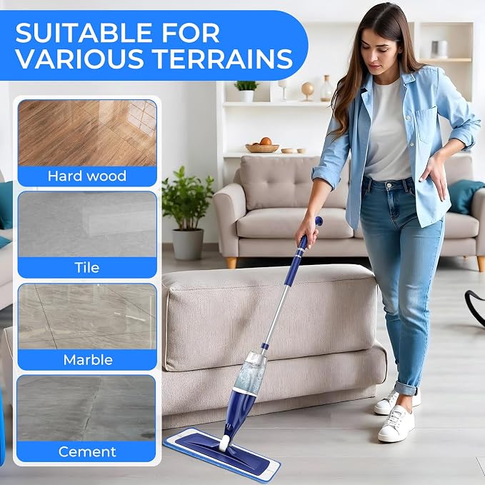 Wlich 3 Pack Microfiber Cleaning Pads are Compatible with Bona Mop,18 Inch Replaceable Mop Pad Refill,Washable & Reusable Blue Microfiber Mop Pads for Hardwood and Hard-Surface Floors | Washable Reusable Microfiber; Wet & Dry Cleaning; For Hardwood And...