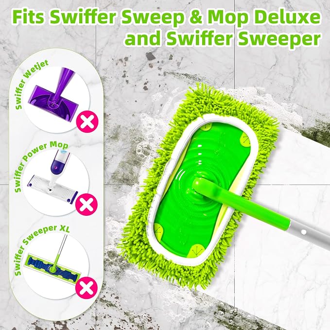 Reusable Dry Sweeping Cloths Microfiber Wet Pads Refill Compatible with Swiffer Sweeper Mop Replacement Sweeping Mopping Pad Refills for Use on All Sealed Floors - Stone, Hardwood, Laminate & Tile