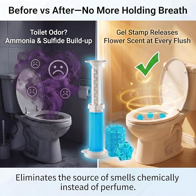 120 Stamps (12 Tubes) Toilet Bowl Gel Flower Stamp, 6 Scents Lavender Orange Ocean Gardenia, Prevent Limescale and Ring, Flush-Activated Cleaner, Long-Lasting Bathroom Freshener