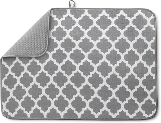 Bellemain XL Dish Mat 24" x 17" ( LARGEST MAT ) Microfiber Dish Drying Mat , Super absorbent ( Trellis )