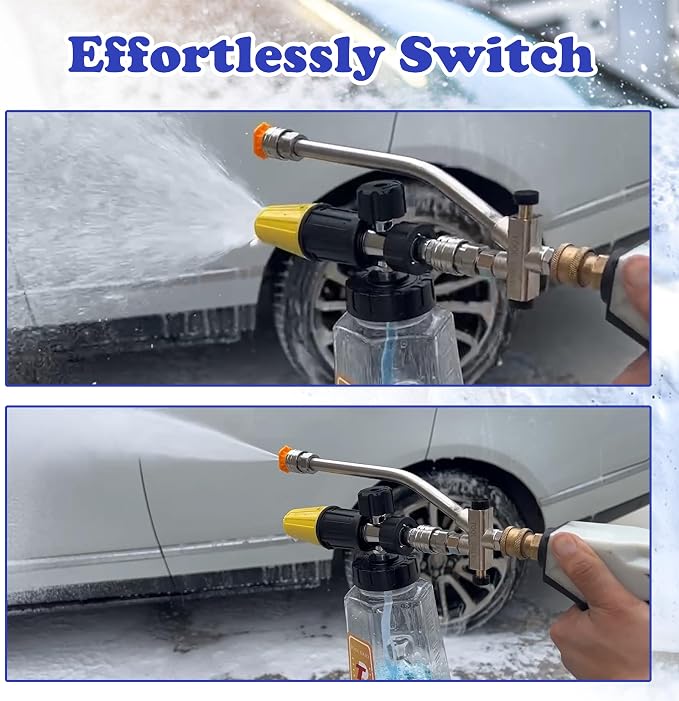 Tool Daily Pressure Washer Foam Cannon with Dual-Connector Accessory | Power Washer Double Tip Attachment For Soap Cannon, 5 Pressure Washer Sprayer Nozzles, 1/4" Quick Connect