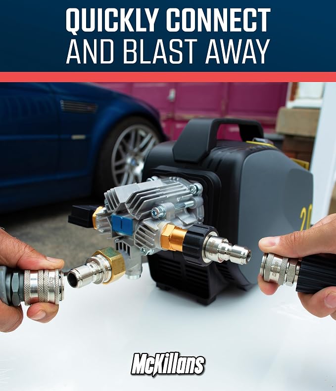 McKillans® M22-15mm Pressure Washer Quick Connect Kit, M22-15mm to 3/8" Male Female Quick Disconnect Kit for Power Washer (Stainless Steel)