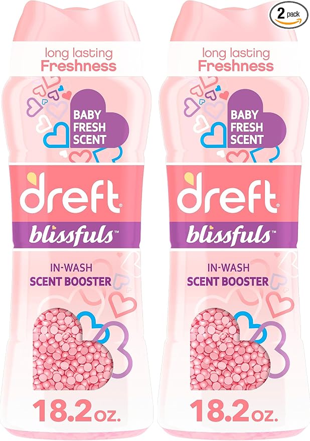 Dreft Blissfuls In-Wash Laundry Scent Booster Beads, Baby Fresh Scent, 18.2 oz (Pack of 2)