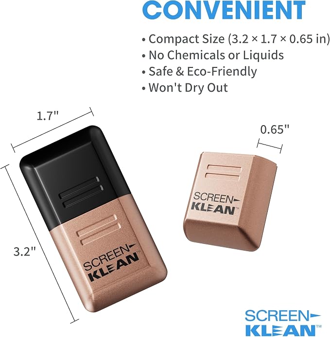ScreenKlean Tablet Screen Cleaner - Compatible with iPad, Android & Amazon Tablet - with Carbon Microfiber Tech-Electroplated Rose Gold-1 Count (Pack of 1)