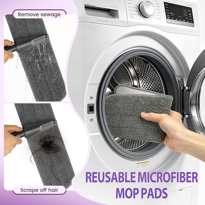 Spray Mop for Hardwood Floors Cleaning with 3 Washable Pads, Microfiber Wet Mops with Sprayer for Home Kitchen Tile Wood Vinyl Laminate Floor Dust Cleaning,16.9 oz Refillable Bottle, Purple