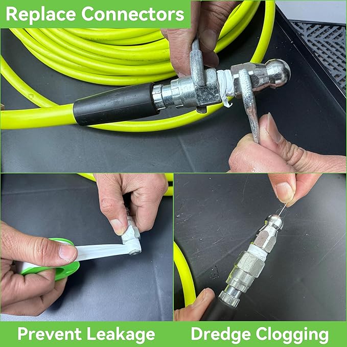 Tool Daily Sewer Jetter Kit for Pressure Washer 50 FT, Power Washer Gun | Drain Cleaner Hose 1/4 Inch NPT, Corner, Rotating and Button Nose Sewer Jet Nozzle, 3600 PSI