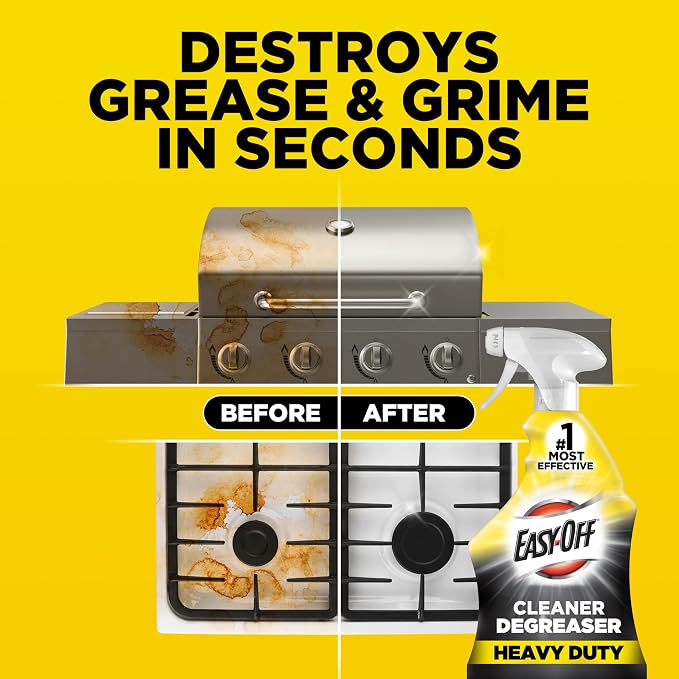 Easy-Off Heavy Duty Degreaser, Removes Grease & Grime, for Kitchen, Garage, Outdoor & More 32oz