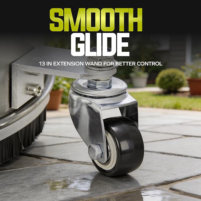 Sun Joe SPX-SC14 Universal 14-Inch Pressure Washer Surface Cleaner with 4 Wheels - Stainless Steel, 1/4" Heavy Duty 4000 Max PSI Quick Connect, for Driveways, Patios, Sidewalks & Decks