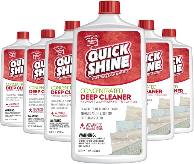 Quick Shine Deep Floor Cleaner 27 oz-6 Pk, Removes Buildup, Heavy Duty | Pro-level Deep Cleaning, Fresh Clean Scent, Removes Wax & Polish Safely , Ammonia Free, No Noxious Fumes, Made in USA