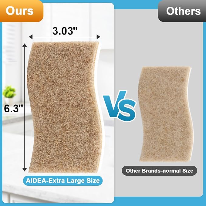 AIDEA XL Sponges Kitchen-6Count, Non-Scratch Scrub Sponge for Dishes | Large Natural Sponge for Non Stick Cookware, Cellulose Cleaning Sponge for Dishes, Kitchen, Bathroom, Household