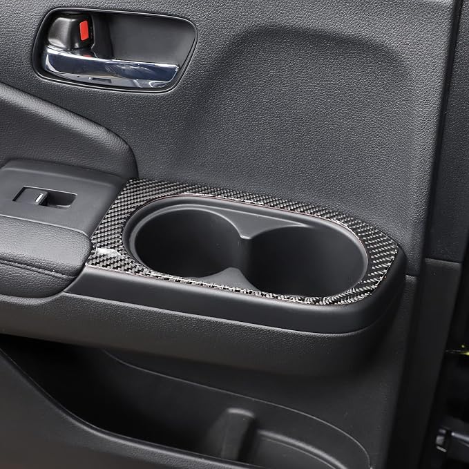 Door Armrest Panel Cup Holder Trim Frame Sticker for Honda Pilot 2016-2022/Ridgeline 2017-2023/Passport 2019-2023, 2rd Row Rear Seat Cup Holder Trim Cover (2rd Row Cupholder Trim Frame)