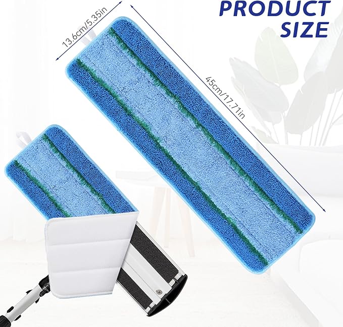Upgraded Replacement Microfiber Mop Pads for Rubbermaid Commercial 18 Inch Mop 17 Inch Mops, Reusable Wet & Dry Commercial Cleaning Flat Mops System 18" 17" Refill Head for Multi-Surface Floor-4 Pack