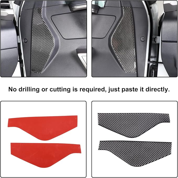Aunginsy Car Inner Door Anti-Collision Cushion Protector Stickers Compatible with Toyota Tundra/Sequoia 2022 2023 2024 Truck Real Carbon Fiber Decorative Sticker Protection Cover Interior Accessories