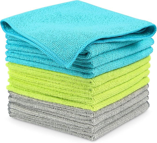 AIDEA Microfiber Cleaning Cloth-12PK, Microfiber Towels for Cars 12"x12" | Absorbent Cleaning Rags, Reusable Microfiber Towels Lint-Free, Dish Rags Streak-Free for Home /Kitchen /Window (Multicolor)