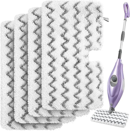 Tidy Monster Steam Mop Pads with Scrub Strips Microfiber Replacement Pad Refills for Shark Steam Pocket Mop S3500 Series S3501 S3601 S3550 S3801 S3901 SE450 S3601D S3901D (White Scrub Stripe 4 Pack)