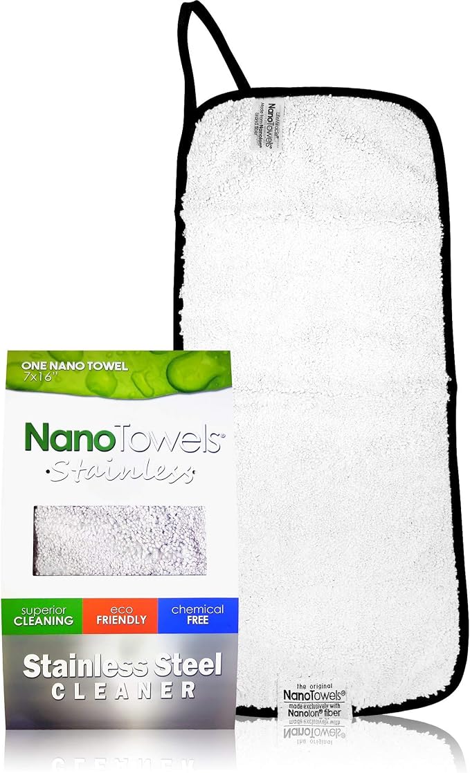 Nano Towels Stainless Steel Cleaner | The Amazing Chemical Free Stainless Steel Cleaning Reusable Wipe Cloth | Kid & Pet Safe | Grey 7x16 (1 pc)