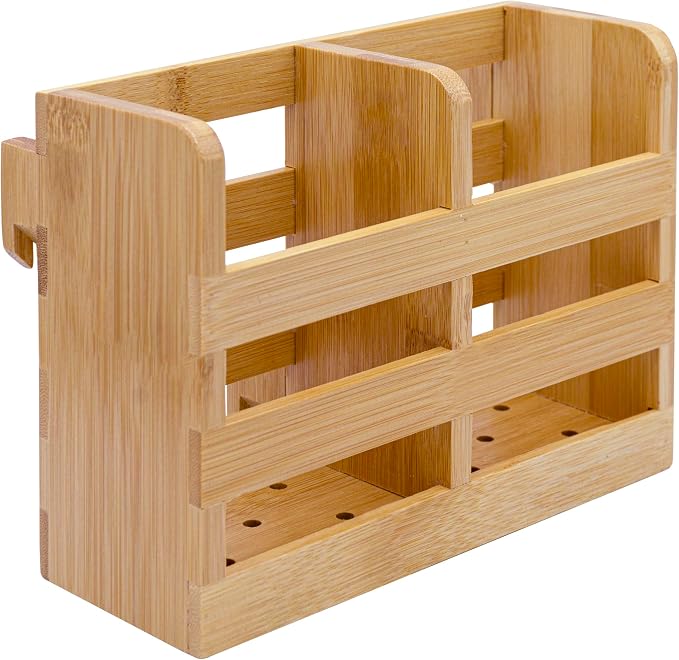 Bamboo Utensil Holder for Dish Rack - Flatware, Cutlery and Utensil Drying Caddy - Fits Bambusi Bamboo Dish Drying Racks Natural