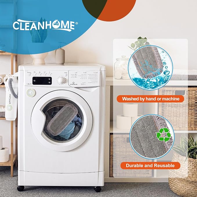 CLEANHOME Microfiber Mop Pads, 4 Pieces | Fit CLEANHOME Dust Mop: B09PBPGSJ3, For Floor Cleaning, Twisted Microfiber Replacement Pads