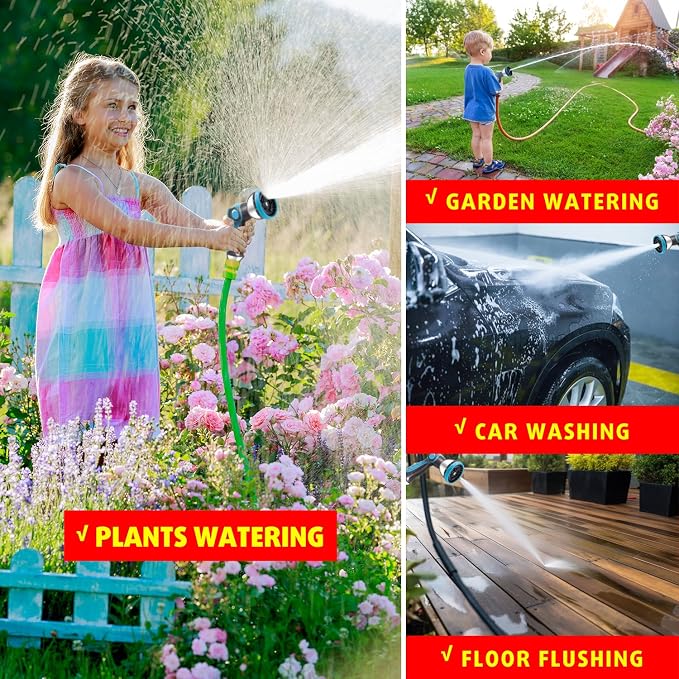 AyayaBoss Garden Hose Nozzle, Durable High Pressure Water Hose Sprayer Nozzle with 10 Patterns for Watering Plants, Washing Cars, Cleaning Patio, Showering Pets
