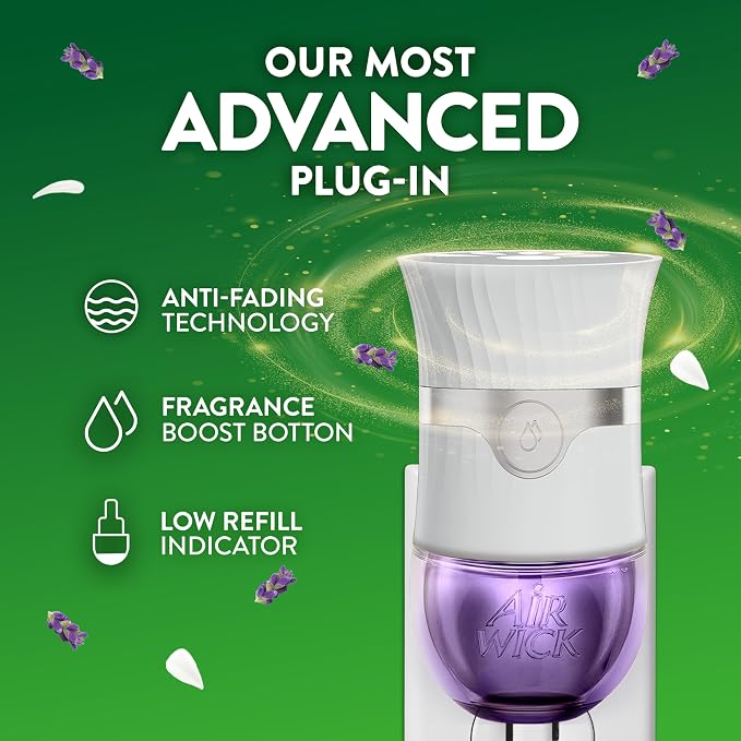 Air Wick Plug in Scented Oil Starter Kit,2 Warmers + 6 Refills,Lavender & Chamomile,Eco Friendly,Essential Oils,Air Freshener,(Pack of 2)