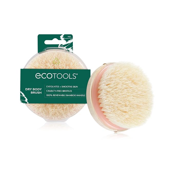 EcoTools Dry Body Brush, Cruelty-Free Bristles Exfoliate & Smooth Skin, Dry Brushing Removes Flaky Skin, May Help Improve Circulation & Tone, Eco-Friendly Skincare Tool, Vegan & Cruelty-Free, 1 Count