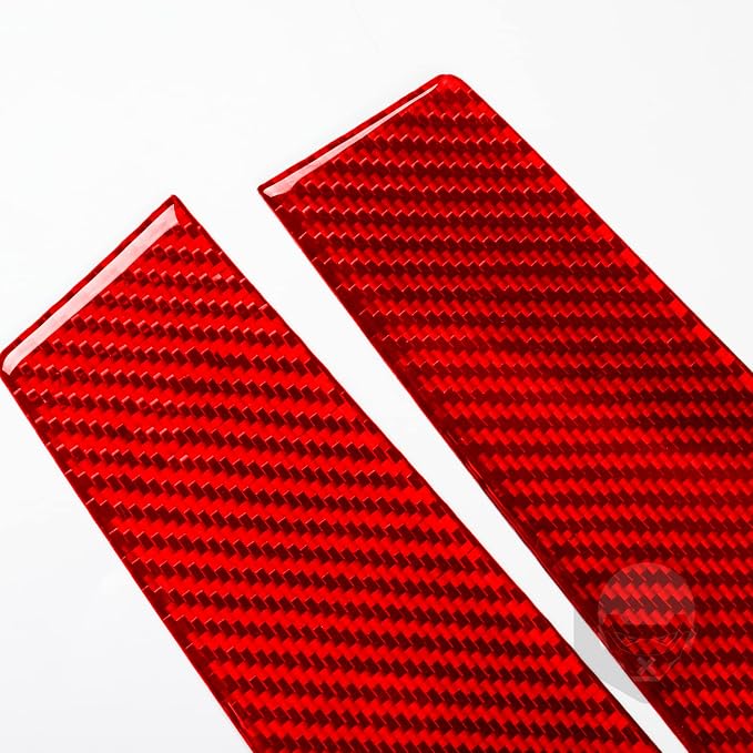 Red Real Carbon Fiber Trim for Tesla Accessories | for Model 3 2017-2022 / Model Y 2020-2024 Dashboard Instrument Panel Sticker Interior Thick Overlay Decal