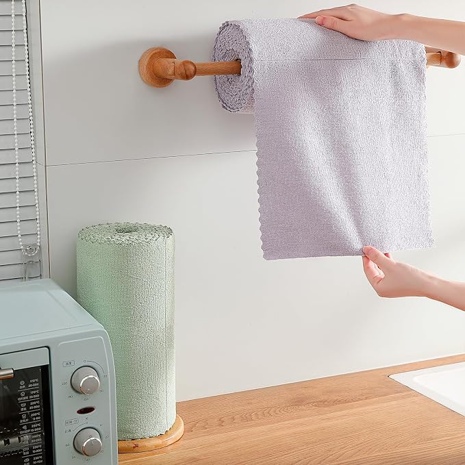 80 Pack Microfiber Cleaning Cloth Roll,Lint Free Rags & Tear Away Reusable Towels Washable Scratch,Ultra Absorbent Dish Rags(12" x 12") for Car Kitchen Home Garage-Light Purple