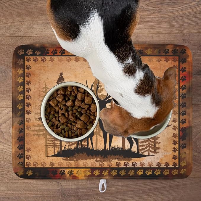 Giwawa Forest Deer Dish Drying Mat Wildlife Animal Dishes Pad 18"x24" Microfiber Absorbent Fast Dry Drainer Rack Mats for Kitchen Countertop Decor