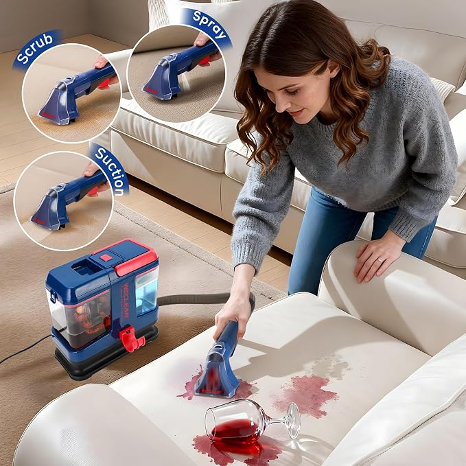 WECLEAN C5 Portable Carpet & Upholstery Spot Cleaner Machine,Deep Cleaning for Carpet,Car Couch, with Deep Cleaning Solution